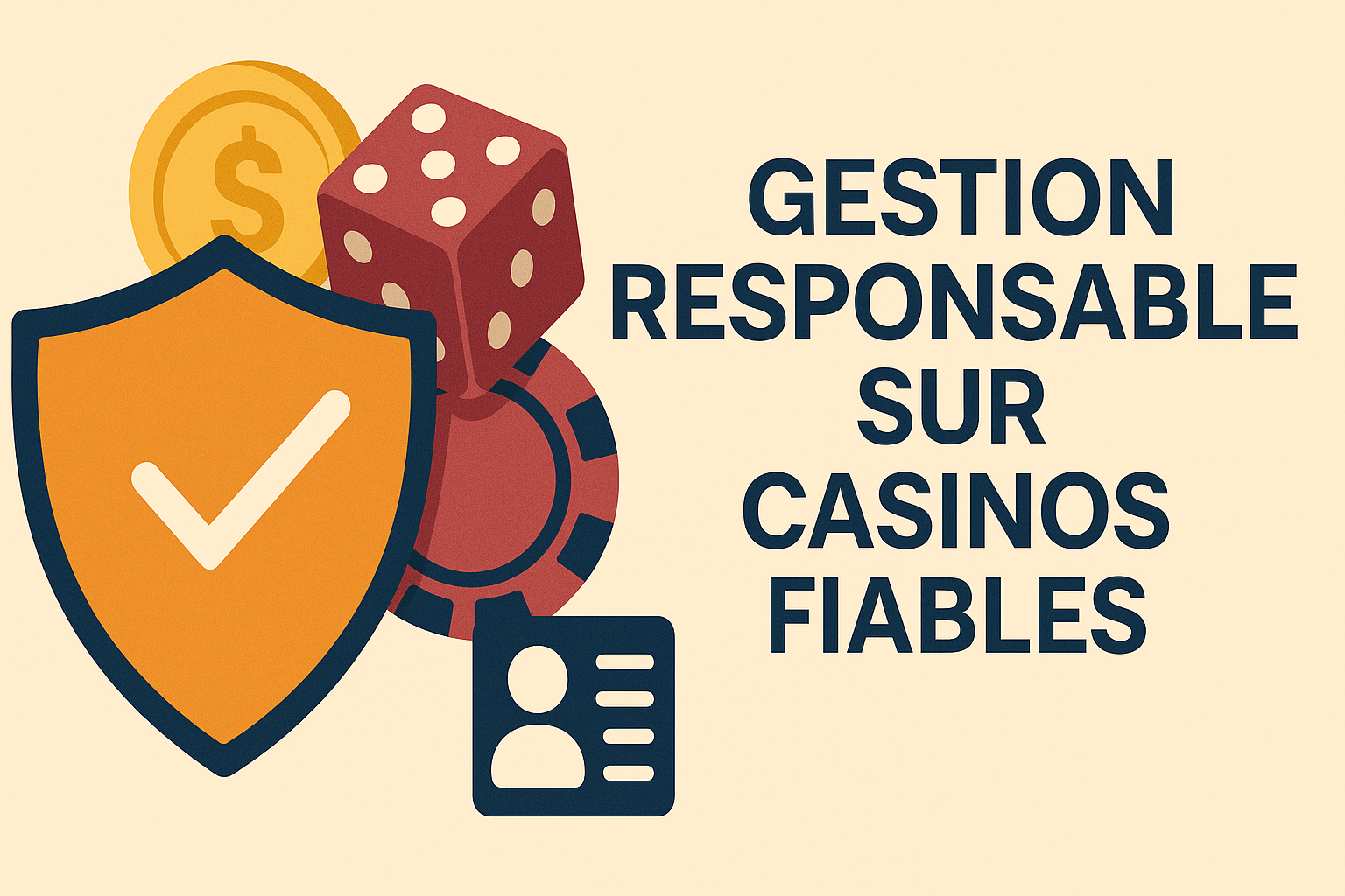 Gestion responsable sur casinos fiables avec icônes de sécurité, limites de jeu et protection des joueurs.